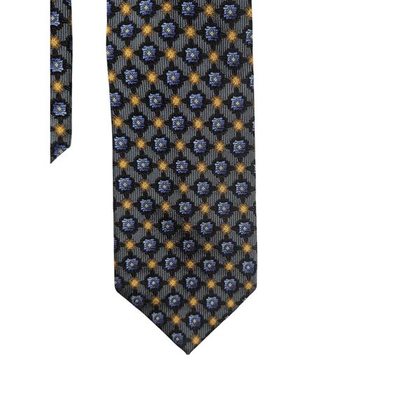 J.Z. Richards Gallery Collection 100% Silk Gray Blue Gold Tie Handmade USA Event - Picture 1 of 4